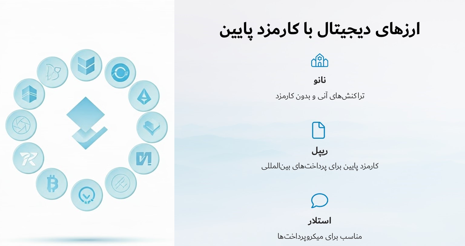 ارز های دیجیتال با کارمزد پایین