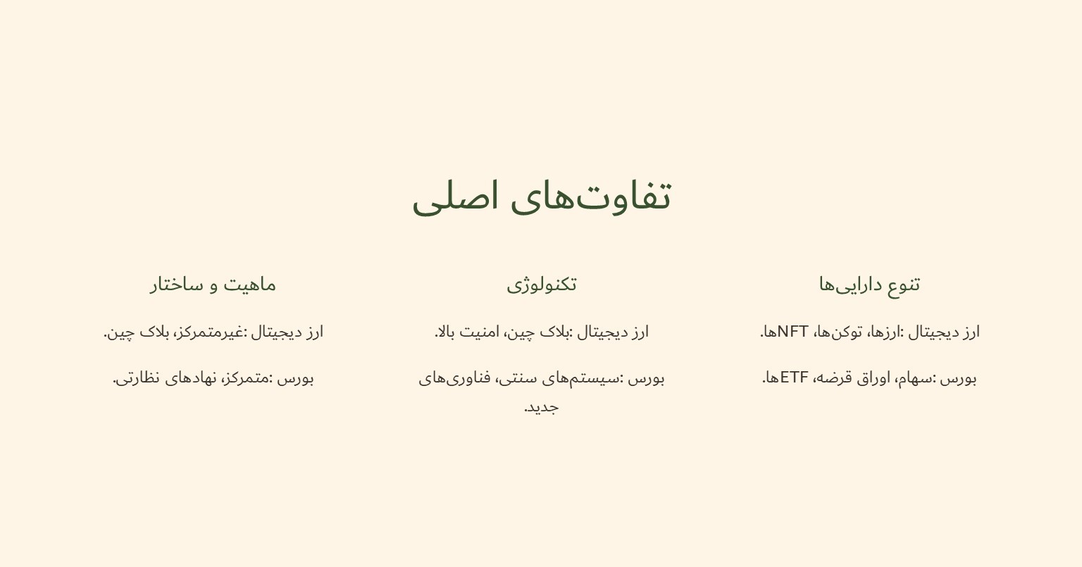 تفاوت های مهم ارز دیجیتال و بورس